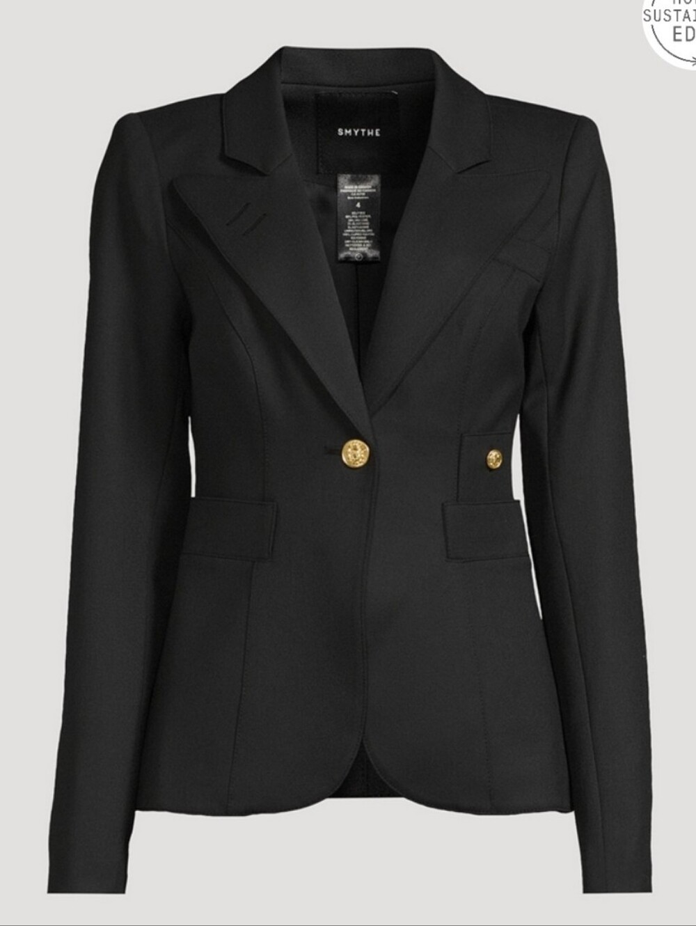 Smythe Classic Black Duchess Blazer Size 4